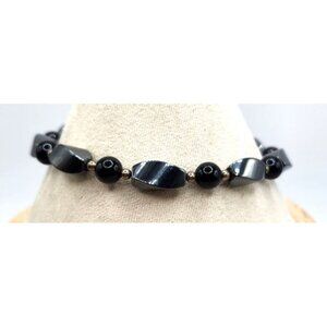 Black Glass Beads Different Shapes Bracelet
